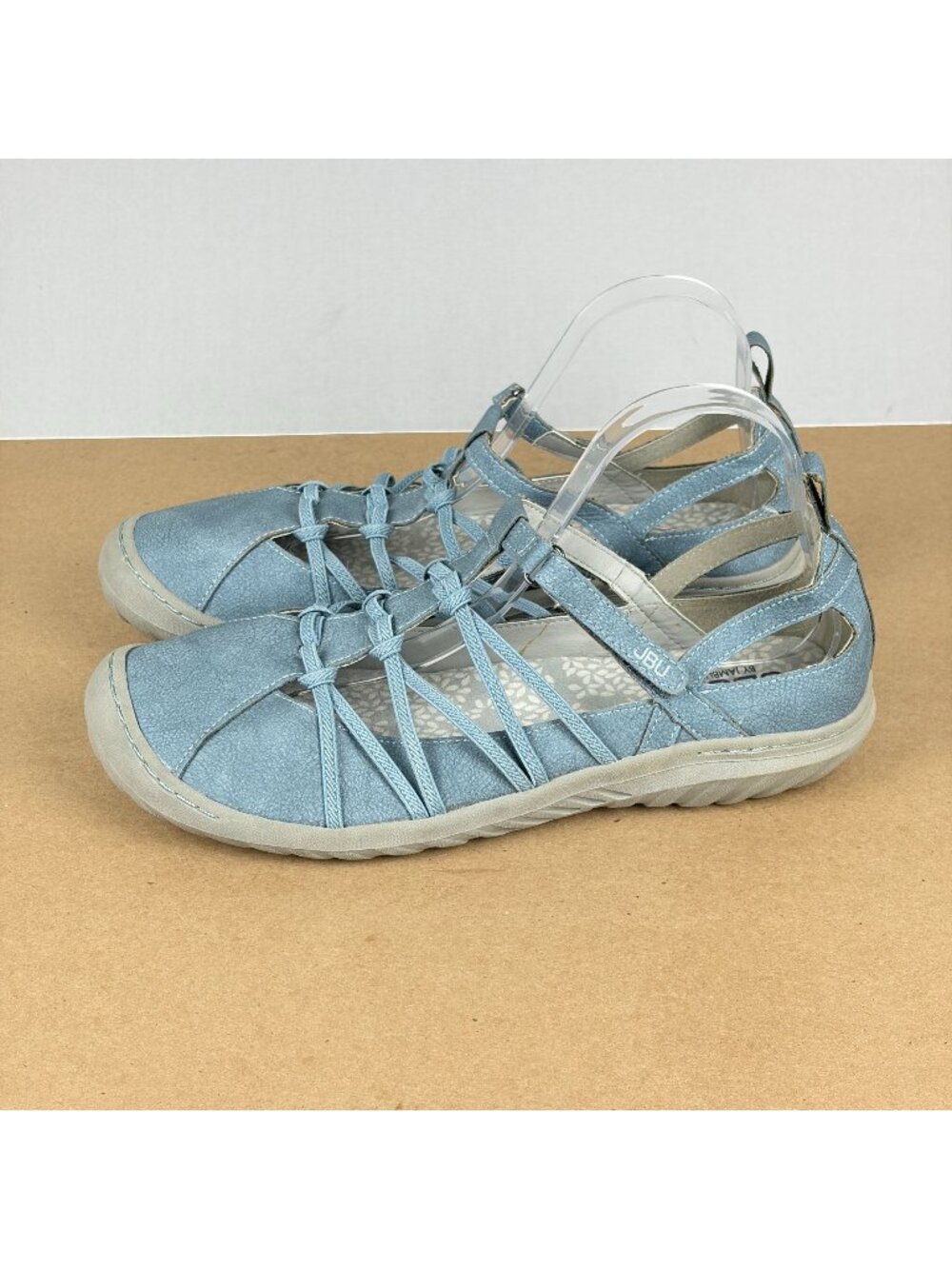 JBU Jambu Juliet Vegan Leather Sandals Womens 11 Blue Adjustable Hook and Loop